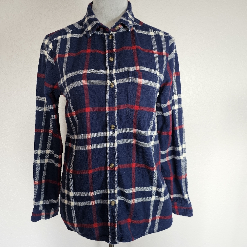 Womens lob sleeved soft flannel red blue